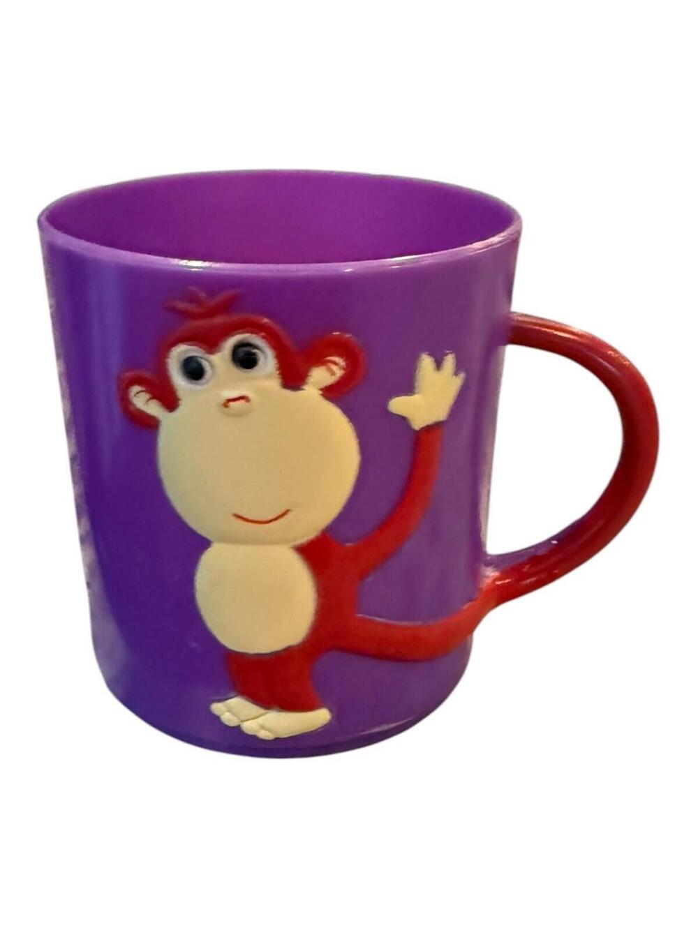 2008 Rinco Monkey Plastic Purple Monkey Plastic Children's Cup Mug
